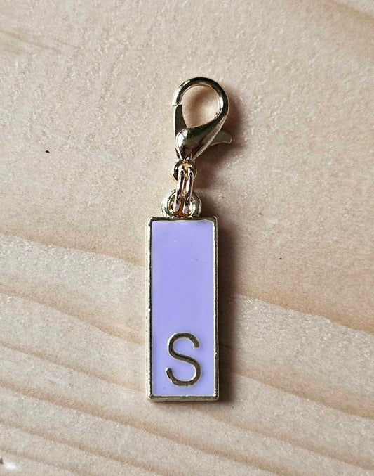 RETANGULAR LETTER CHARM "S" / Keychain add-on charms / Journal Charm / Zipper Pull /Bookmark Charm / Planner accessories / Personalized Charm