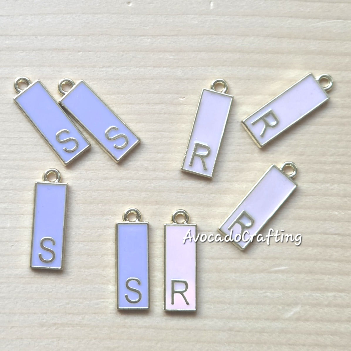 Rectangular Letter Charms / 10 pieces / Jewelry Making