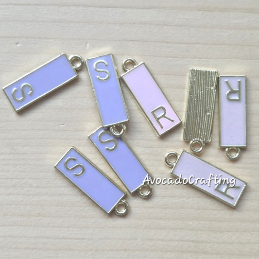 Rectangular Letter Charms / 10 pieces / Jewelry Making
