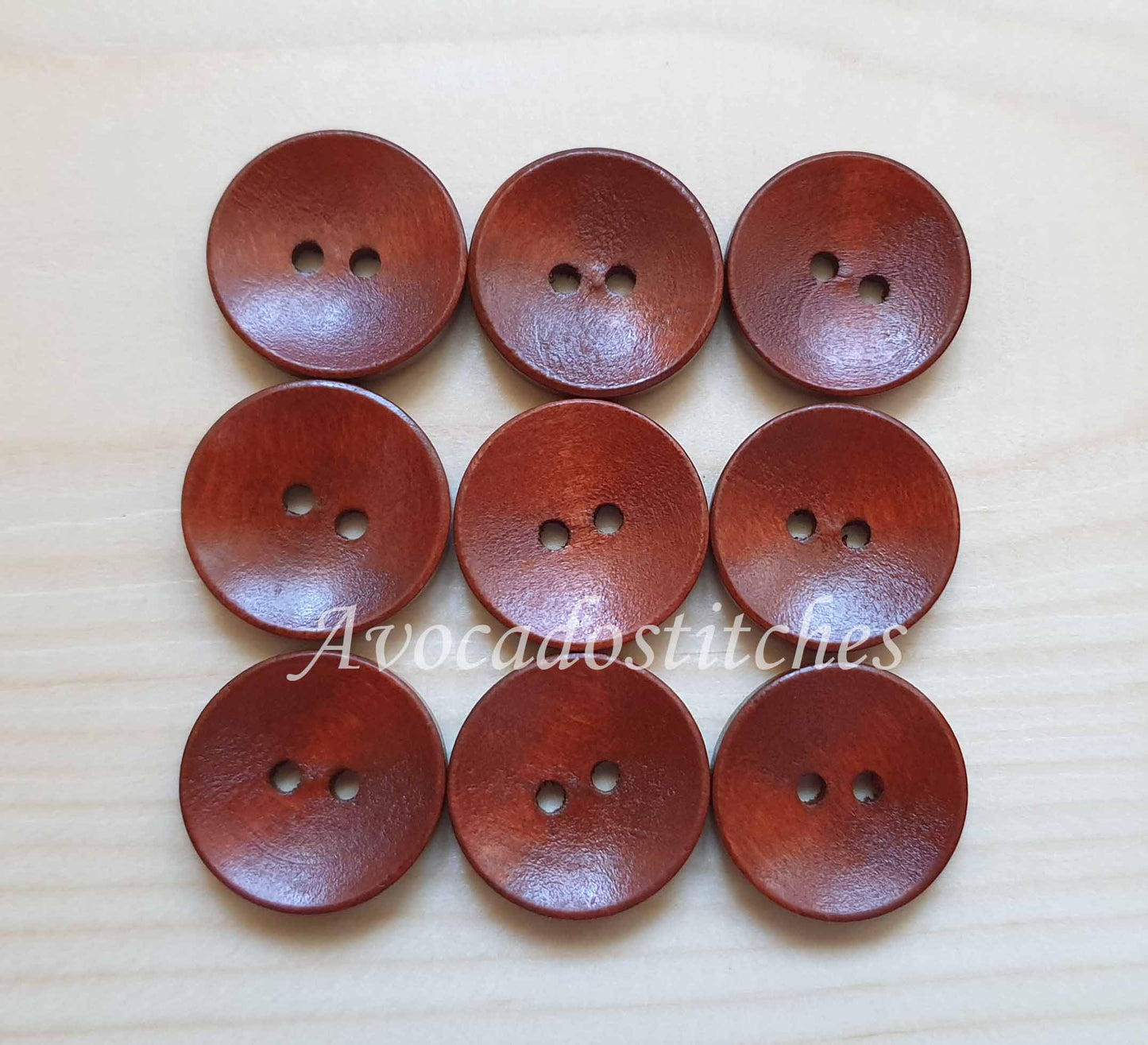 2-HOLE MAROON BROWN / 10-25mm / Wooden Buttons / Sewing / Scrapbooking Buttons