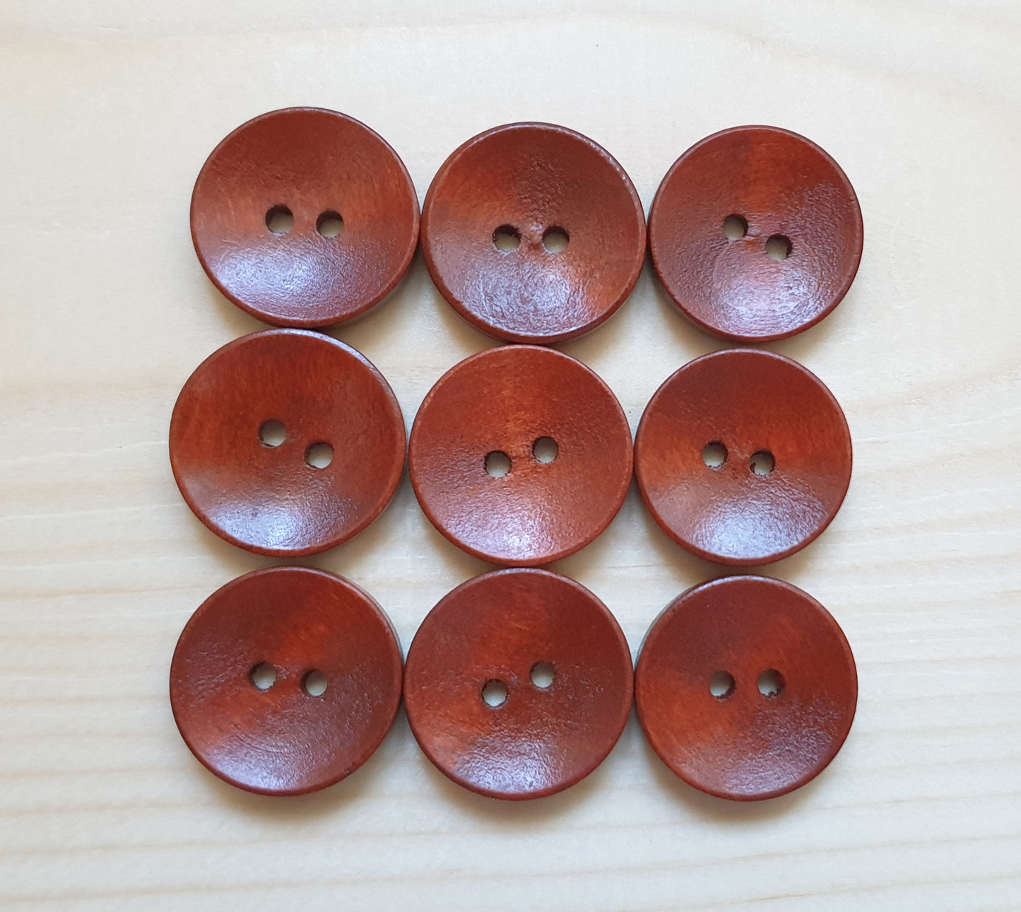 Clearance // CLASSIC 2-HOLE / Maroon Brown Wooden Buttons / 10-25mm