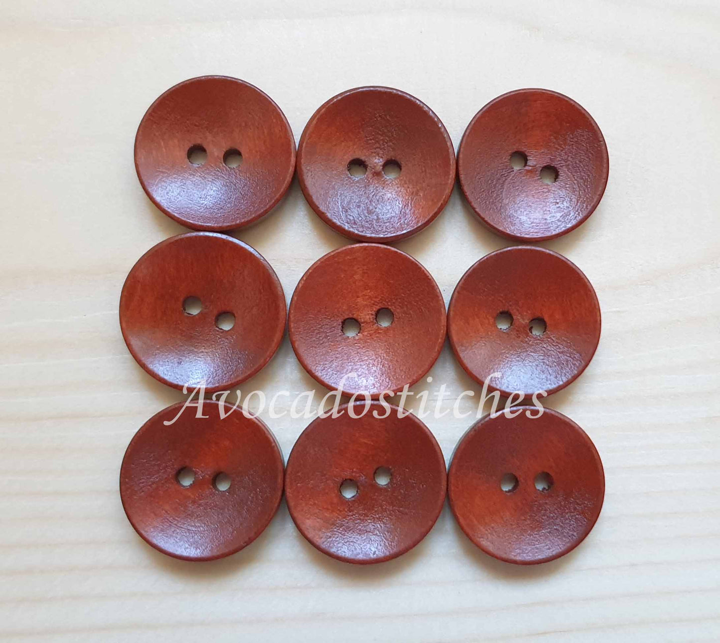 2-HOLE MAROON BROWN / 10-25mm / Wooden Buttons / Sewing / Scrapbooking Buttons