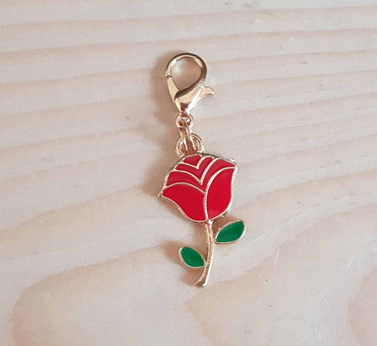 RED ROSE / Planner Charm / Journal Charm / Zipper Pull / Bookmark Charm / Planner accessories