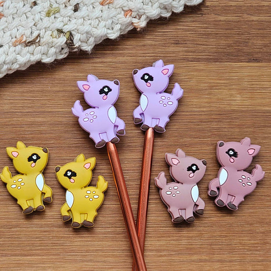Clearance // REINDEER STITCH STOPPERS / Knitting Needle Toppers / Set of 2 / Notions