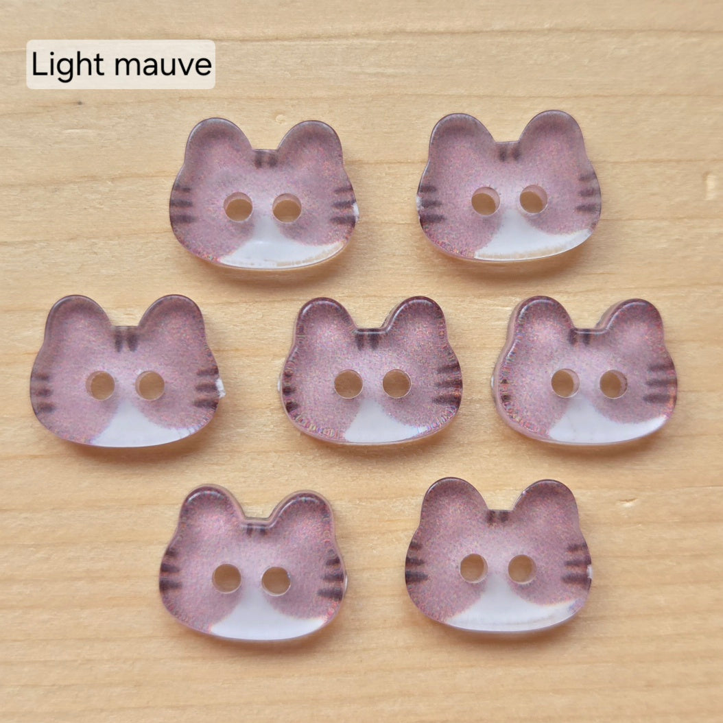 MINI CAT HEADS / Resin Buttons / Set of 8