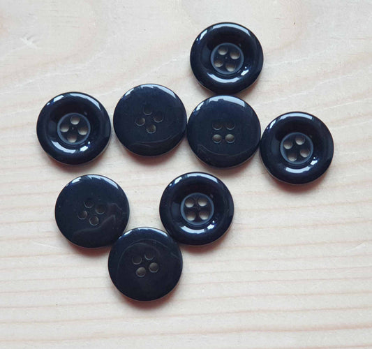 THICK EDGE RESIN BLACK / Resin Buttons / 18mm (Set of 8)