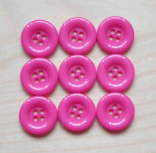 Clearance // THICK EDGE RESIN Fuchsia Pink / Resin Buttons / 15mm (Set of 7)
