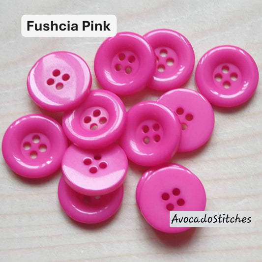 Clearance // THICK EDGE RESIN Fuchsia Pink / 15mm - 7 buttons / Resin Buttons / Sewing Buttons