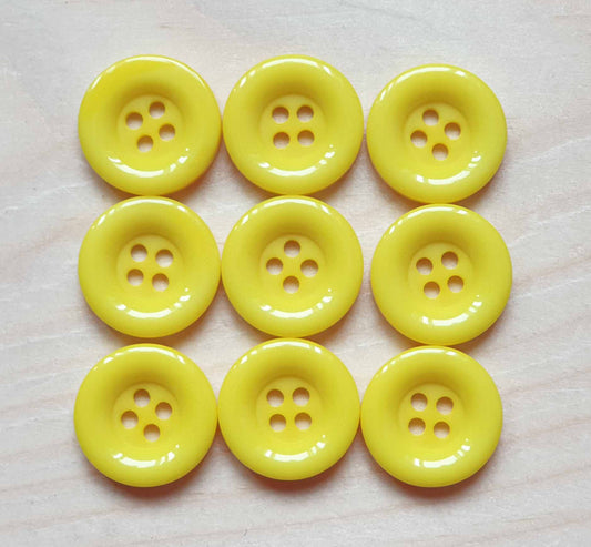 Clearance // THICK EDGE RESIN LEMON YELLOW / Resin Buttons / 15-18mm (Set of 8)