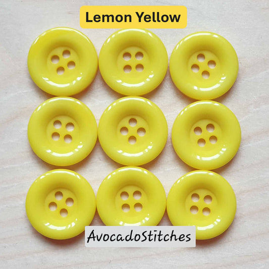 Clearance // THICK EDGE RESIN Lemon Yellow Orange / 15-18mm / 8 buttons / Resin Buttons / Sewing Buttons