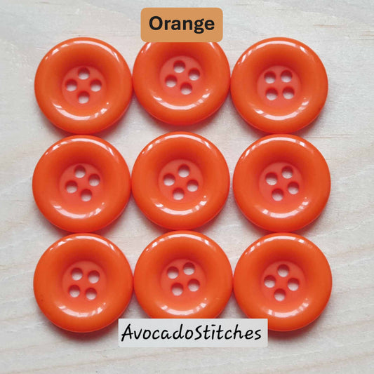 Clearance // THICK EDGE RESIN Orange / 15-18mm / 8 buttons / Resin Buttons / Sewing Buttons
