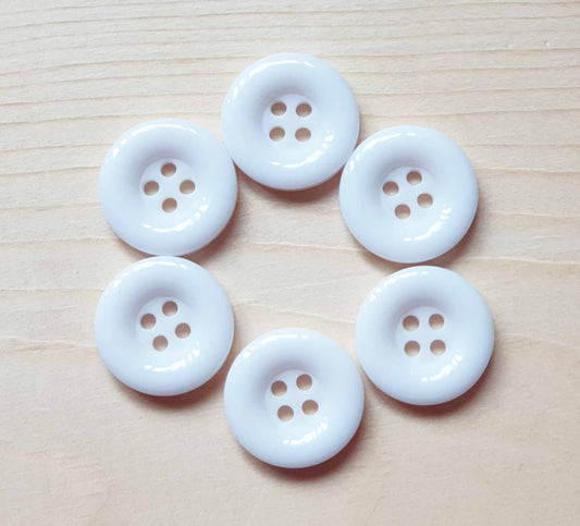 Clearance // THICK EDGE RESIN White / Resin Buttons / 15-18mm (Set of 8)