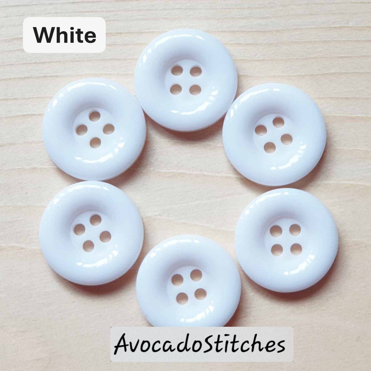 THICK EDGE RESIN White / 15-18mm / Set of 8 buttons / Resin Buttons / Sewing Buttons
