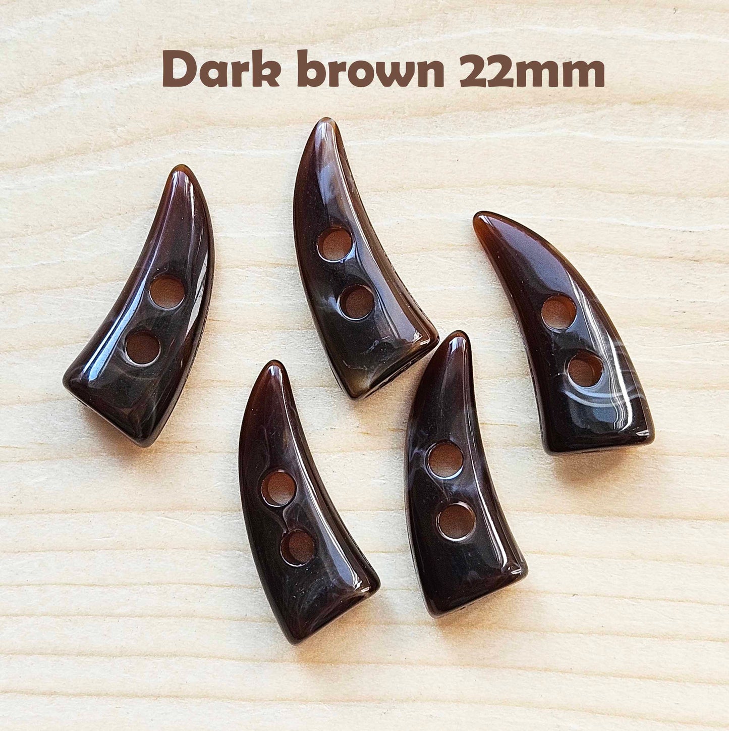 RESIN TOGGLE HORN Dark Brown / 22-49mm / Resin Buttons / Sewing Buttons