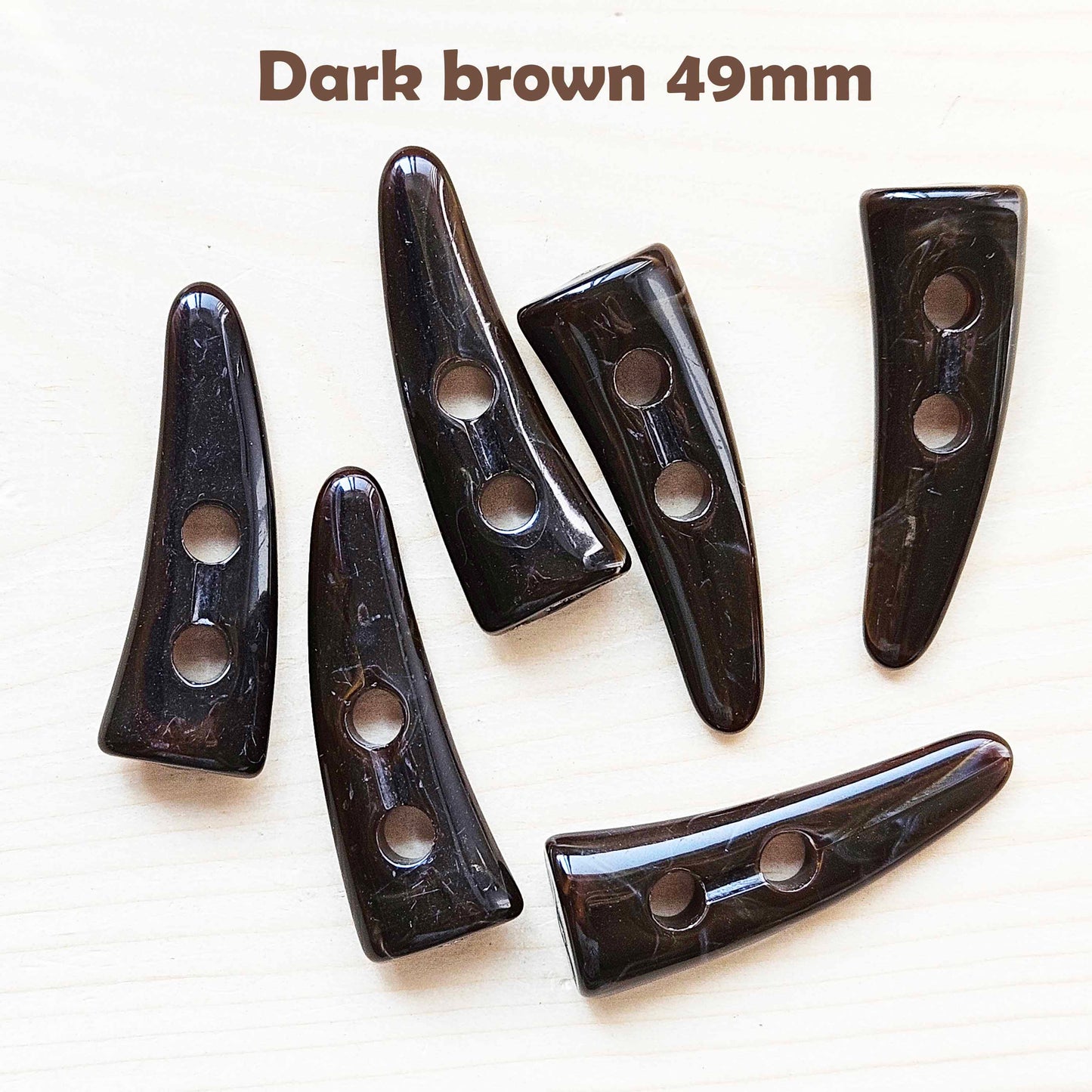 RESIN TOGGLE HORN Dark Brown / 22-49mm / Resin Buttons / Sewing Buttons