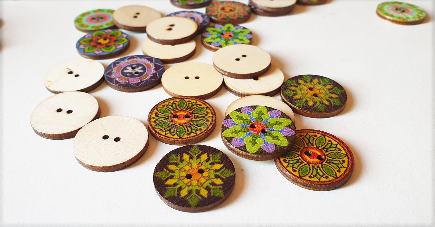 FLORA / 20-25mm / Wooden Buttons / Sewing Buttons