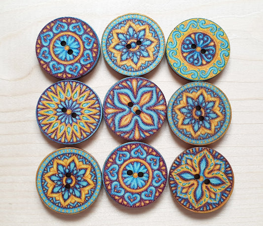 WINDMILLS / Wooden Buttons / 15-25mm (Set of 8)