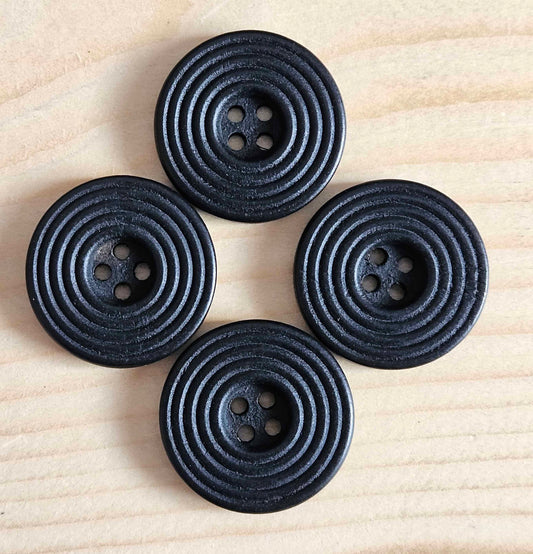 RIPPLE BLACK / 12.5-25mm / Wooden Buttons / Sewing Buttons