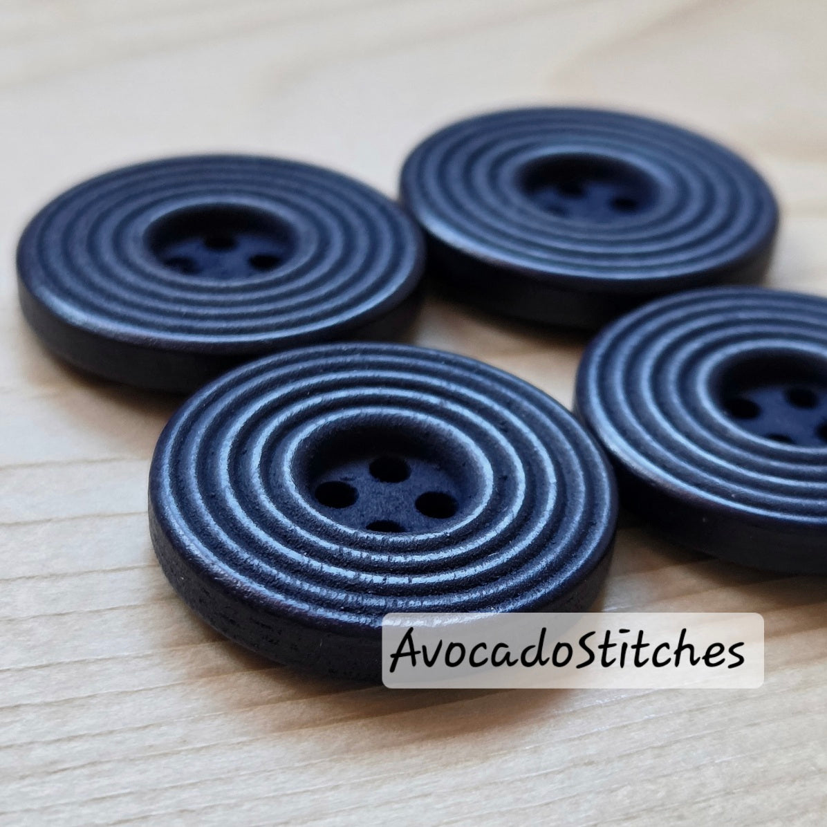 RIPPLE NAVY BLUE / 25mm - 6 buttons / Wooden Buttons / Sewing Buttons (#exl)