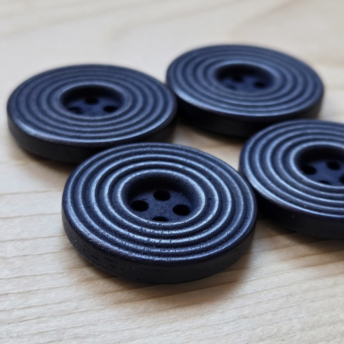 RIPPLE NAVY BLUE / Navy Blue 2-Hole Wooden Buttons / 25mm (Set of 6)