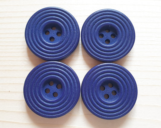 RIPPLE NAVY BLUE / 25mm - 6 buttons / Wooden Buttons / Sewing Buttons