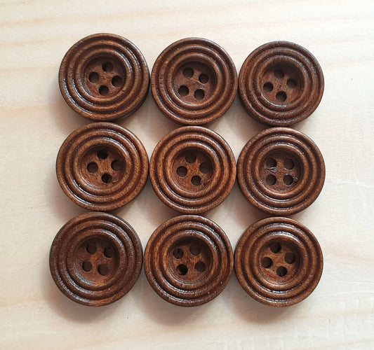 RIPPLE COFFEE BROWN / 15-25mm / Wooden Buttons / Sewing Buttons