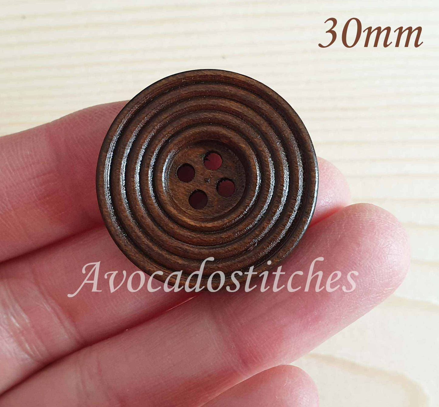 RIPPLE COFFEE BROWN / 15-40mm / Wooden Buttons / Sewing Buttons