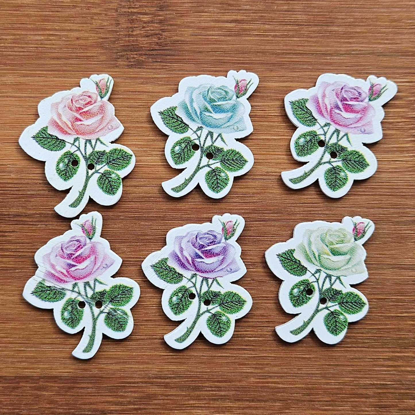 Clearance // ROSE / Wooden Buttons / 32×26mm (Set of 8)