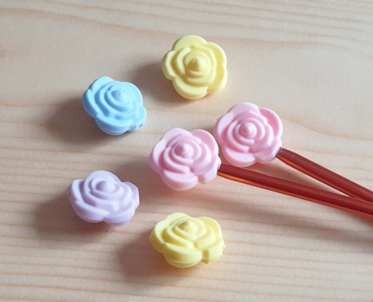 ROSE STITCH STOPPERS / Knitting Needle Stoppers / Point Protection / Notions