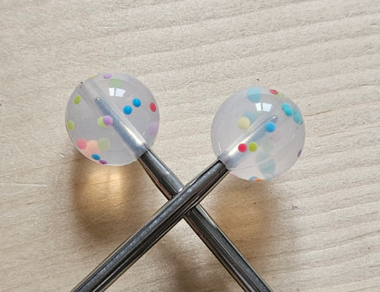 ROUND CONFETTI STITCH STOPPERS / Knitting Needle Stoppers / Point Protection / Notions