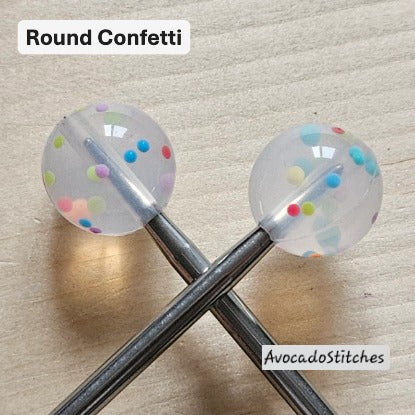CONFETTI Stitch Stoppers / Knitting Needle Toppers / Point Protection / Notions