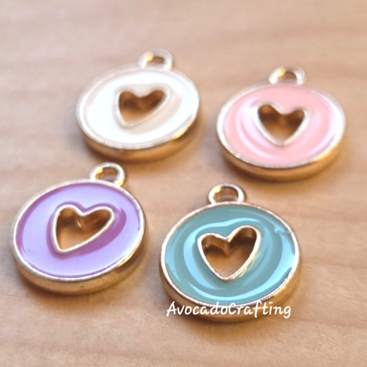 10 pieces // Round Hollow Heart Charms / 12*14mm / Jewelry Making