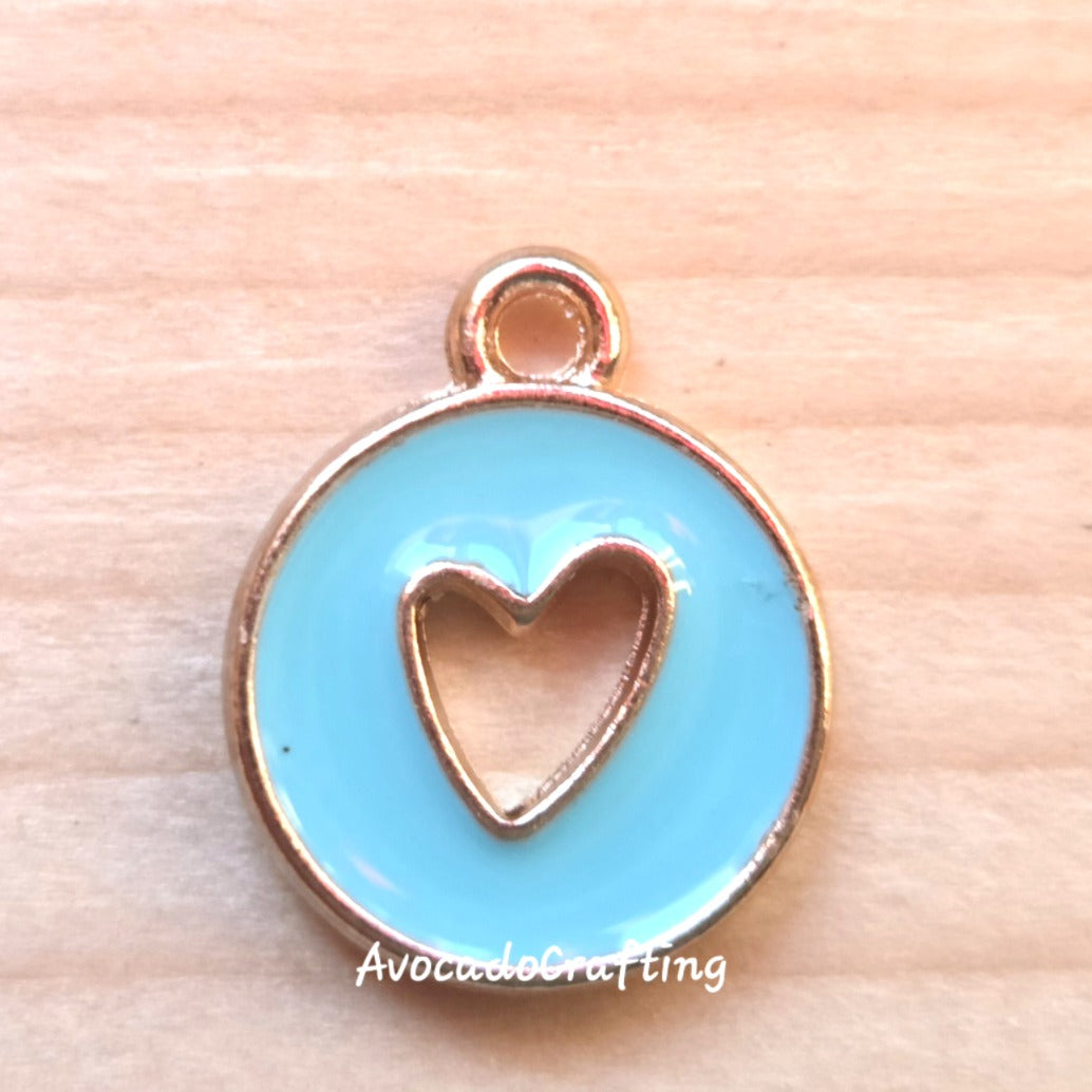 10 pieces // Round Hollow Heart Charms / 12*14mm / Jewelry Making