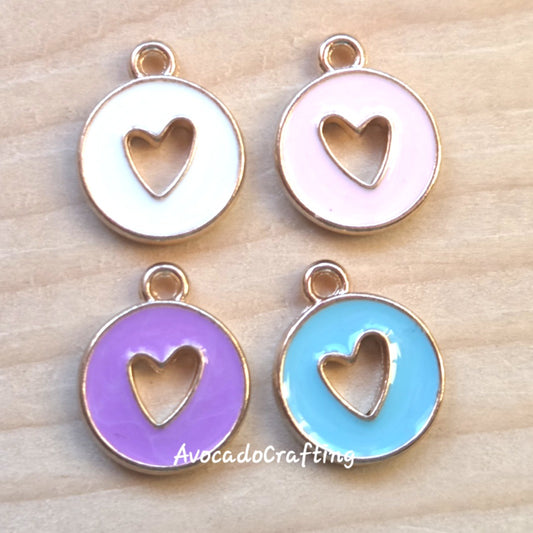 10 pieces // Round Hollow Heart Charms / 12*14mm / Jewelry Making