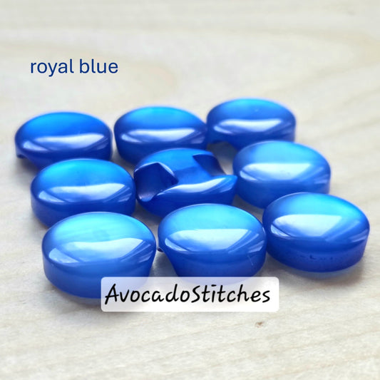 ROYAL BLUE Resin Shank Buttons / 12mm (Set of 8)