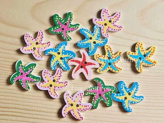 Clearance // SEA STAR / 8 buttons / Wooden Buttons / Sewing Buttons