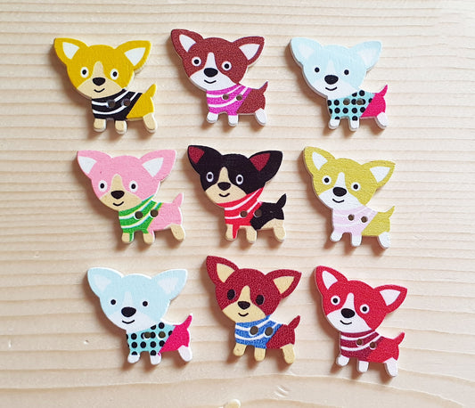 PUPPY / Wooden Buttons (Set of 10)