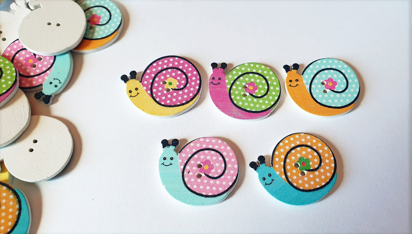 SNAIL / 26*30mm / Wooden Buttons / Sewing Buttons