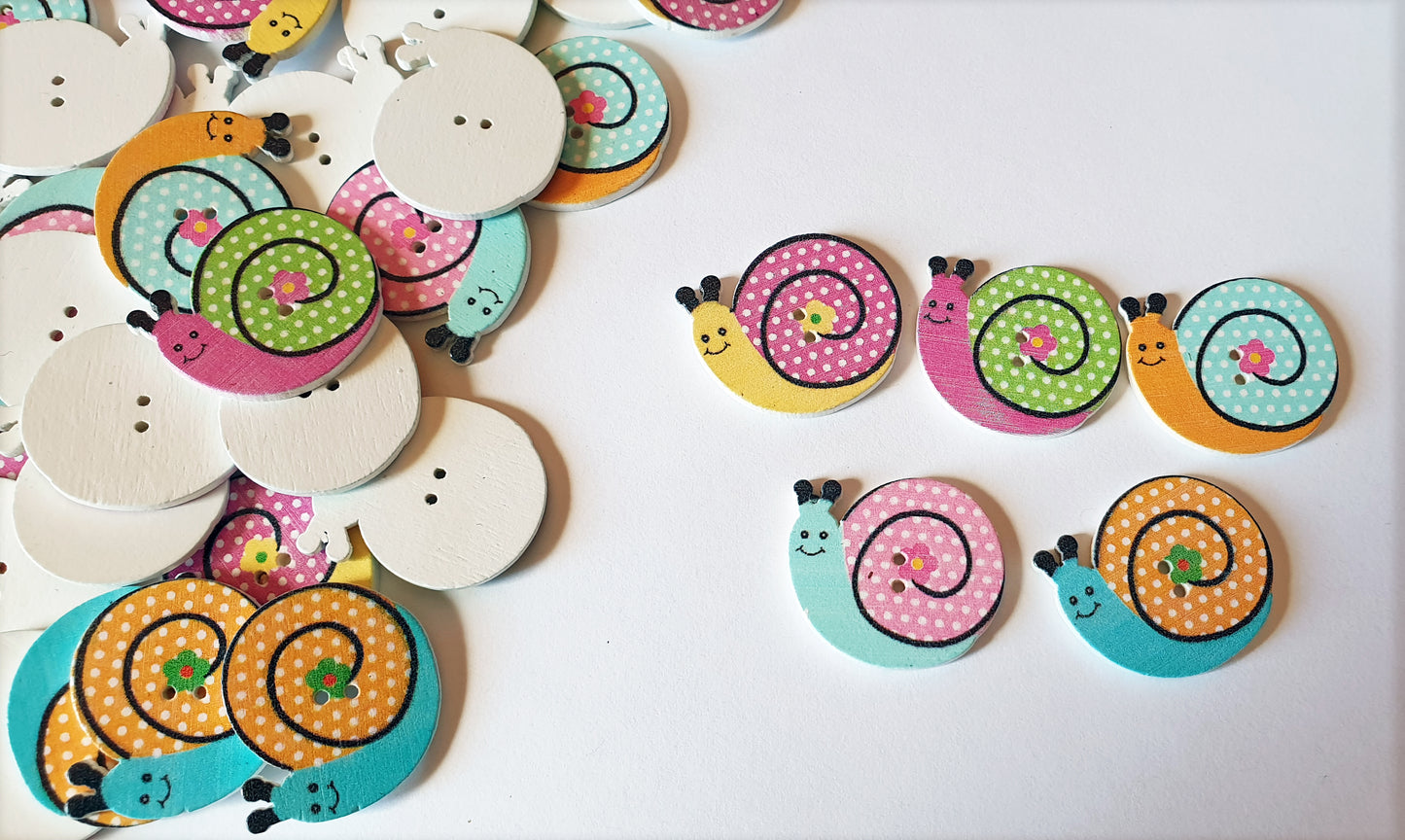 SNAIL / 26*30mm / Wooden Buttons / Sewing Buttons