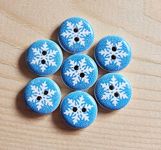 SNOWFLAKES / 15mm / Wooden Buttons / Sewing Buttons