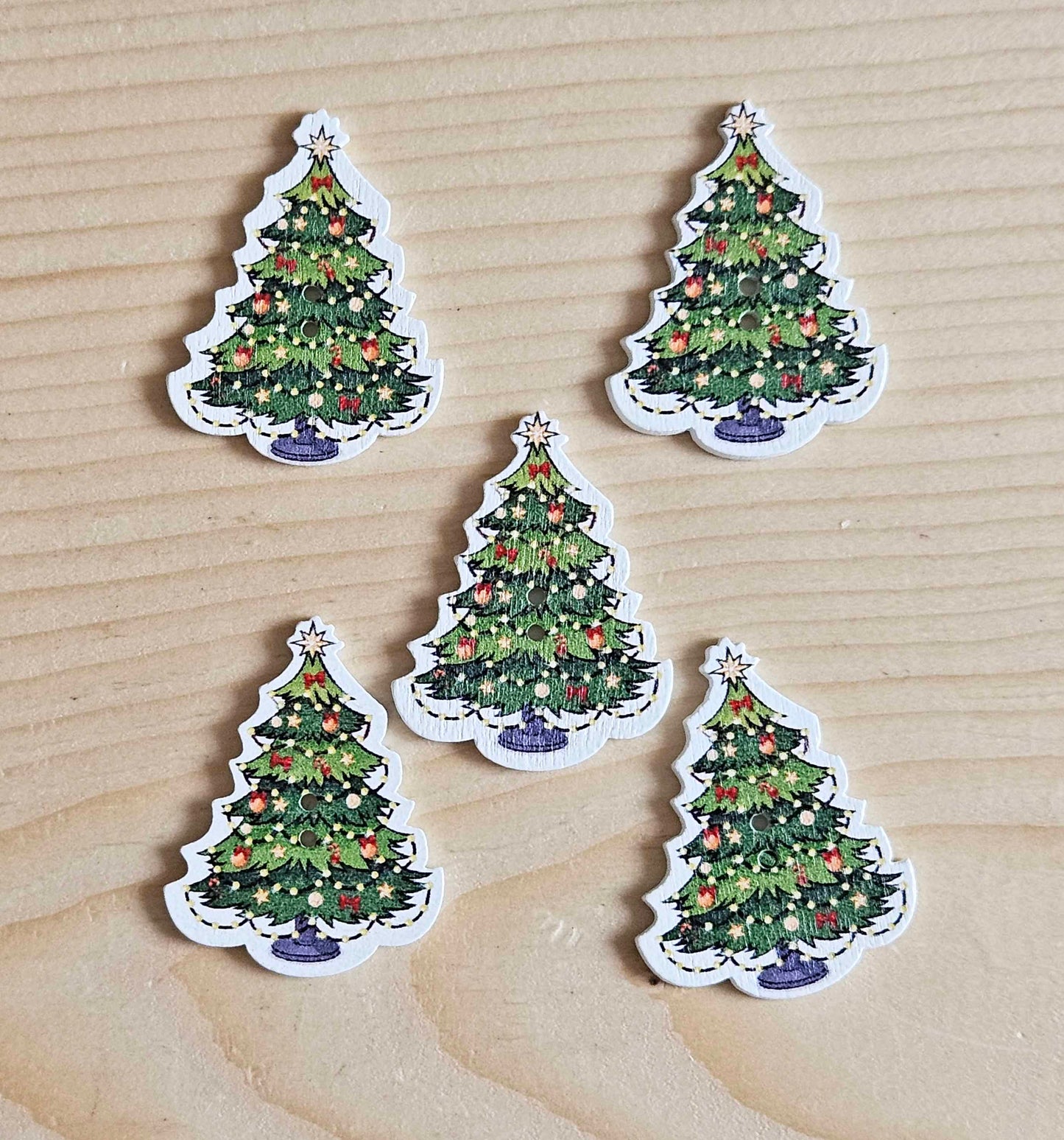 SPARKLING CHRISTAMS TREE / 30*37mm / Wooden Buttons / Sewing Buttons