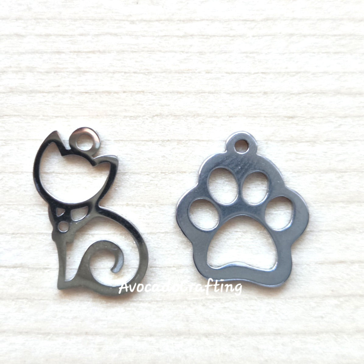 Cat & Paw Series / Stainless Steel / 4 pieces / Jewelry Making