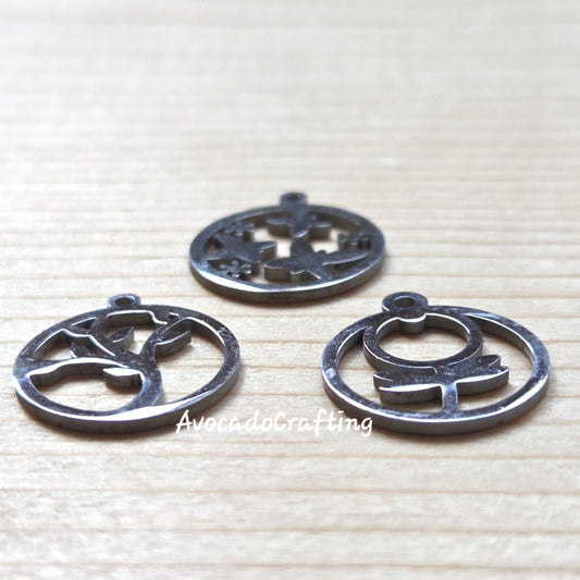 Round Garden Series / Stainless Steel / 4 pieces / Jewelry Making