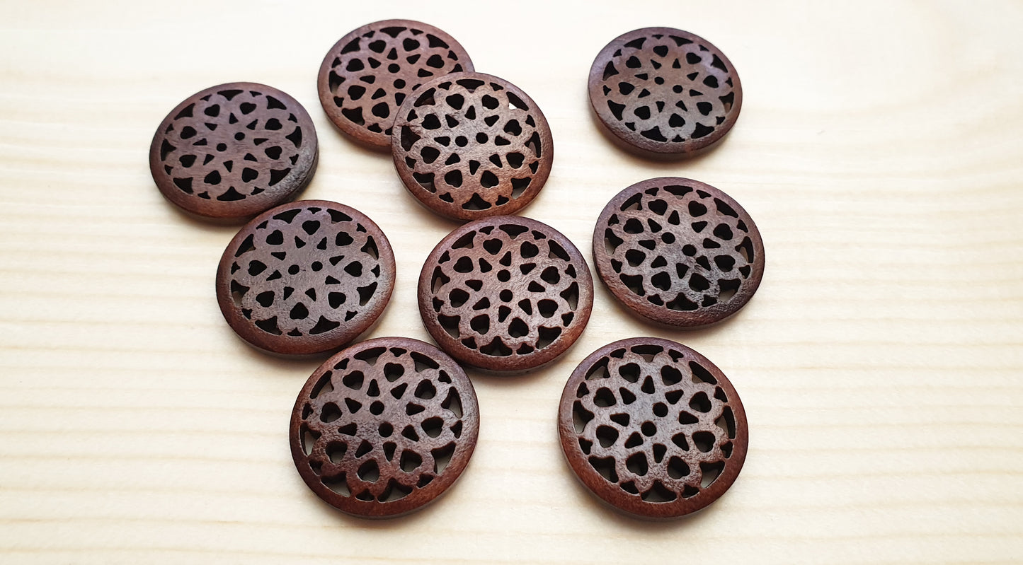 STRING OF HEARTS / 25mm / Wooden Buttons / Sewing Buttons