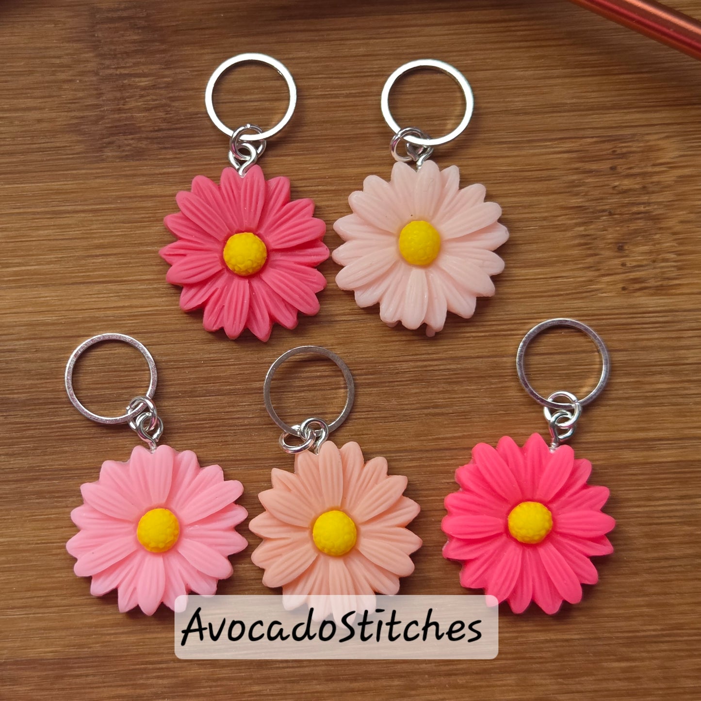 SUMMER FLORALS - 5 Pieces / Knitting Crochet Stitch Markers / Notions (#1ex)