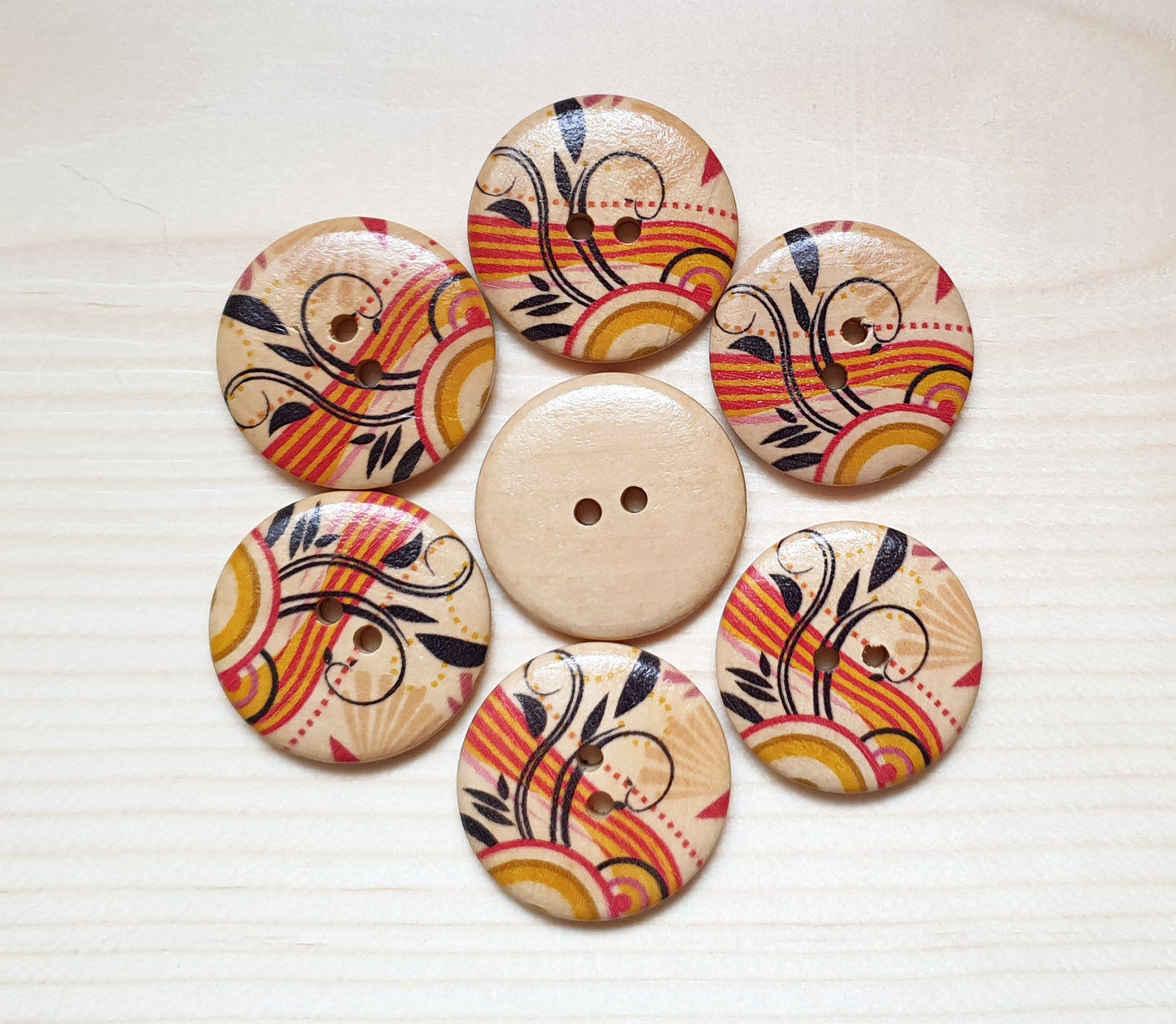 SUNSET / 30mm / Set of 4 buttons / Wooden Buttons / Sewing Buttons