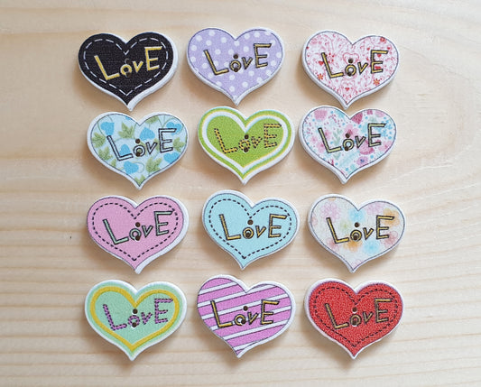 SWEET HEART / 20*25mm / Wooden Buttons / Sewing Buttons