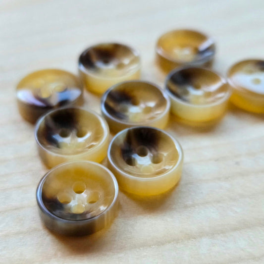 Sable Stripes / 4-Hole Resin Buttons / 9-11mm (Set of 10)