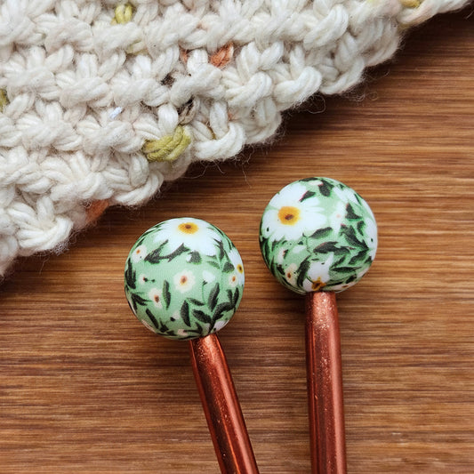 SAGE GARDEN STITCH STOPPERS / Knitting Needle Toppers / Notions