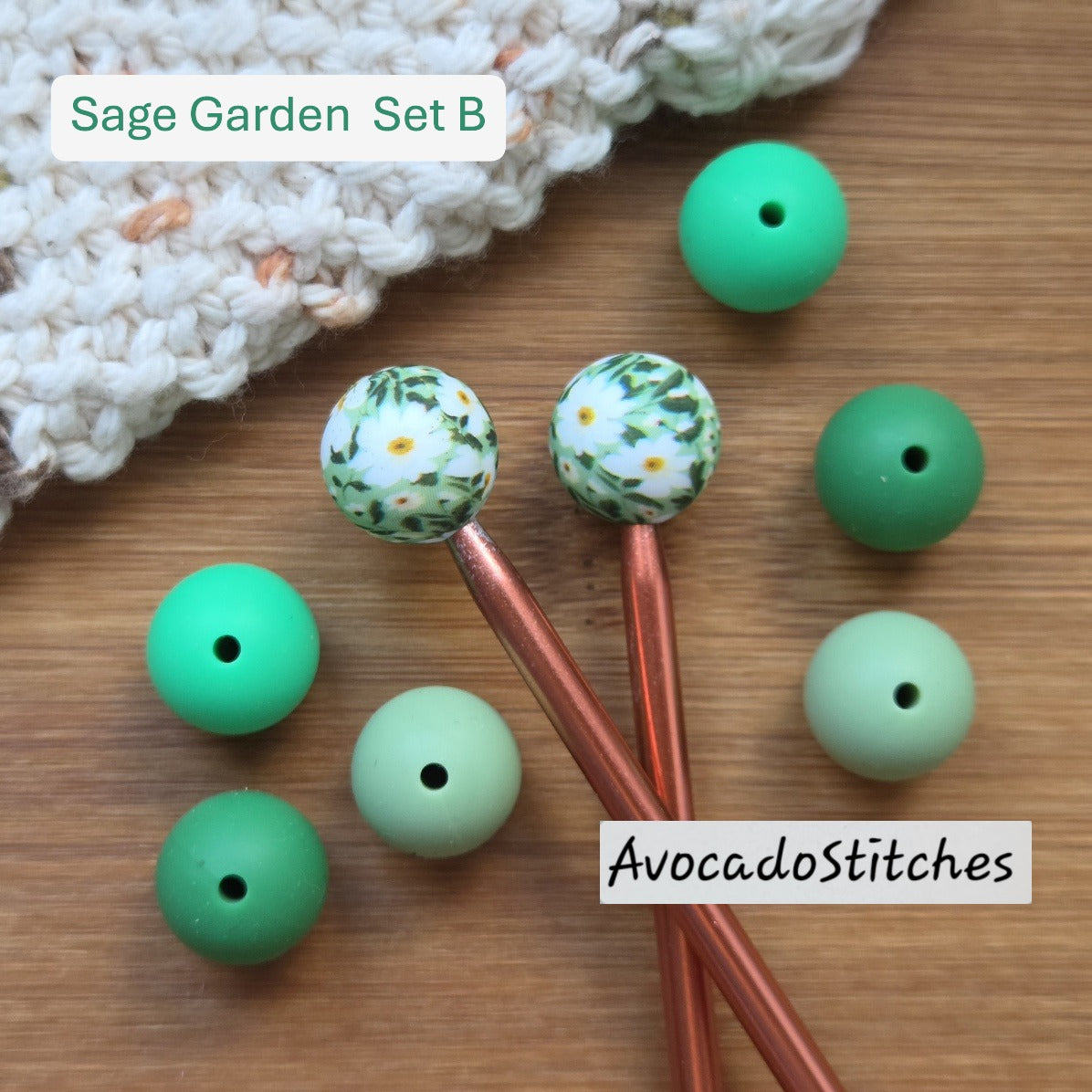 SAGE GARDEN STITCH STOPPERS / Knitting Needle Toppers / Notions (B)